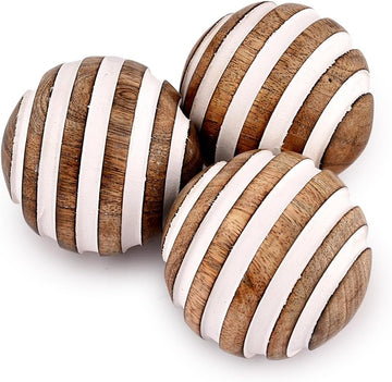 Decorative Balls Mango Wood for Centerpiece or Individual Use Ideal for Use in Living, Dining Room, Coffee Table (3" - Set of 3