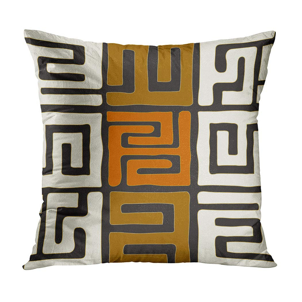 Set of 4 Throw Pillow Cover 20x20 Inch The Essence of African Tribal Mud Cloth Inspired Earth Colors Geometric Home