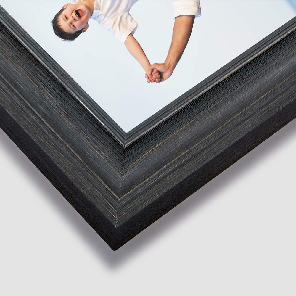 5x7 Picture Frames (3 Pack, Assorted Colors) Rustic Wood Grain Photo Frame Set with High Definition Glass for Wall