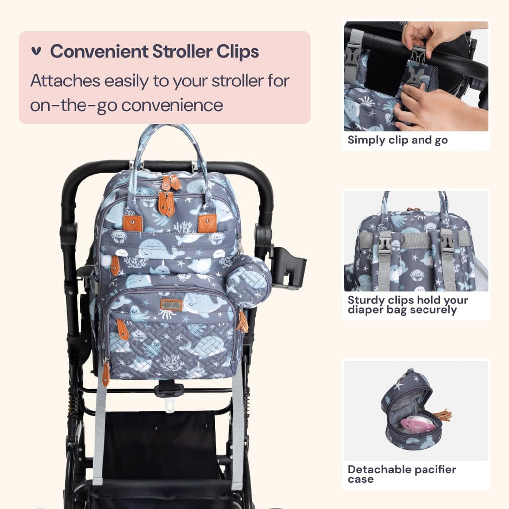 Diaper Bag Backpack - Baby Essentials Travel Tote - Multi Function Water Resistant Diaper Bag, Travel Essentials Baby