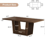 63-Inch Dining Table for 4-6, Farmhouse Rectangular Kitchen Dinner Table with Heavy-Duty Base, Wood Dining Room