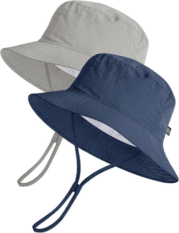 Toddler Bucket Hats UPF 50+ Baby Sun Hat Adjustable Kids Sun Protection Summer Hat Wide Brim Beach Hat for Boys Girls