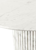 248White-DT48 Genoa Collection Art Deco Dining Table with Handcrafted Genuine Marble, White Marble with Light Grey