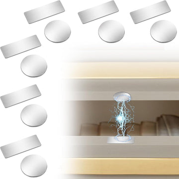 Magnetic Door Catch, Ultra Thin Cabinet Magnets for Closure, Adhesive Drawer & Cabinet Latches, Stainless Steel Easy to Install with Double Sided Tape (6 Rectangular & 6 Circular)