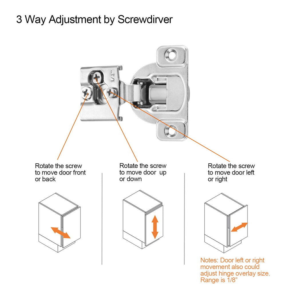 Soft Close Cabinet Hinges, 1/2" Overlay, 2 Pack