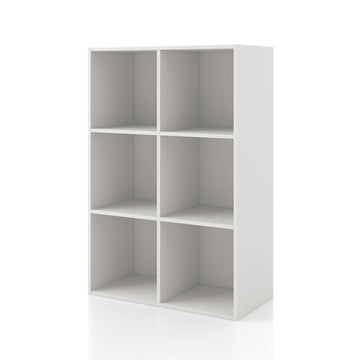 Apexa 6-Cube Storage Organizer Shelves, Stackable Wood Bookcase Fits Cubby Bins for Organization, Dorm Teen Room