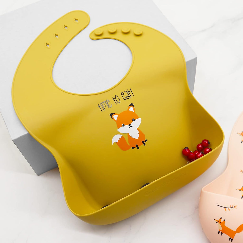 Set of 2| Silicone Baby Bibs - BPA Free, Easy to Clean, Waterproof, Soft, Durable with Food Catcher