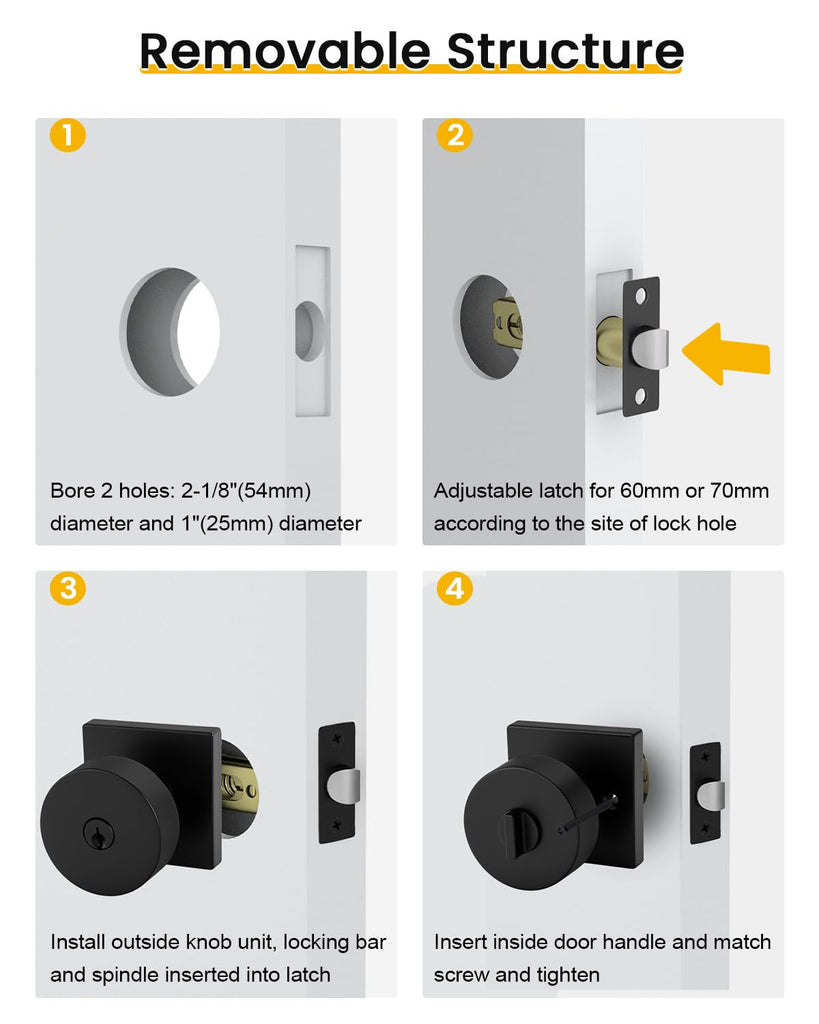 Matte Black Front Door Lock Set with Deadbolt(Keyed alike)3 Pack