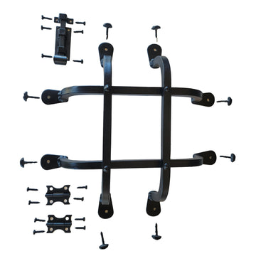 Speak - Easy Gate Hasp Latch and Decorative Gate Hinges Kit with Screws for Door Hardware 11-1/4" x 11-1/4"
