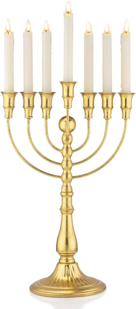 Hanukkah 7 Branch,Decorative Menorahs Candle Holder for Chanukah,7 Arm Candlestick Holder Ceremony Candlelight Set - Set of 3
