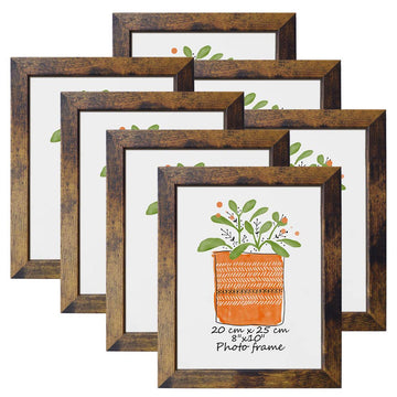 8x10 Picture Frame Rustic Brown Frames Fits 8 by 10 Inch Prints Wall Tabletop Display, 7 Pack