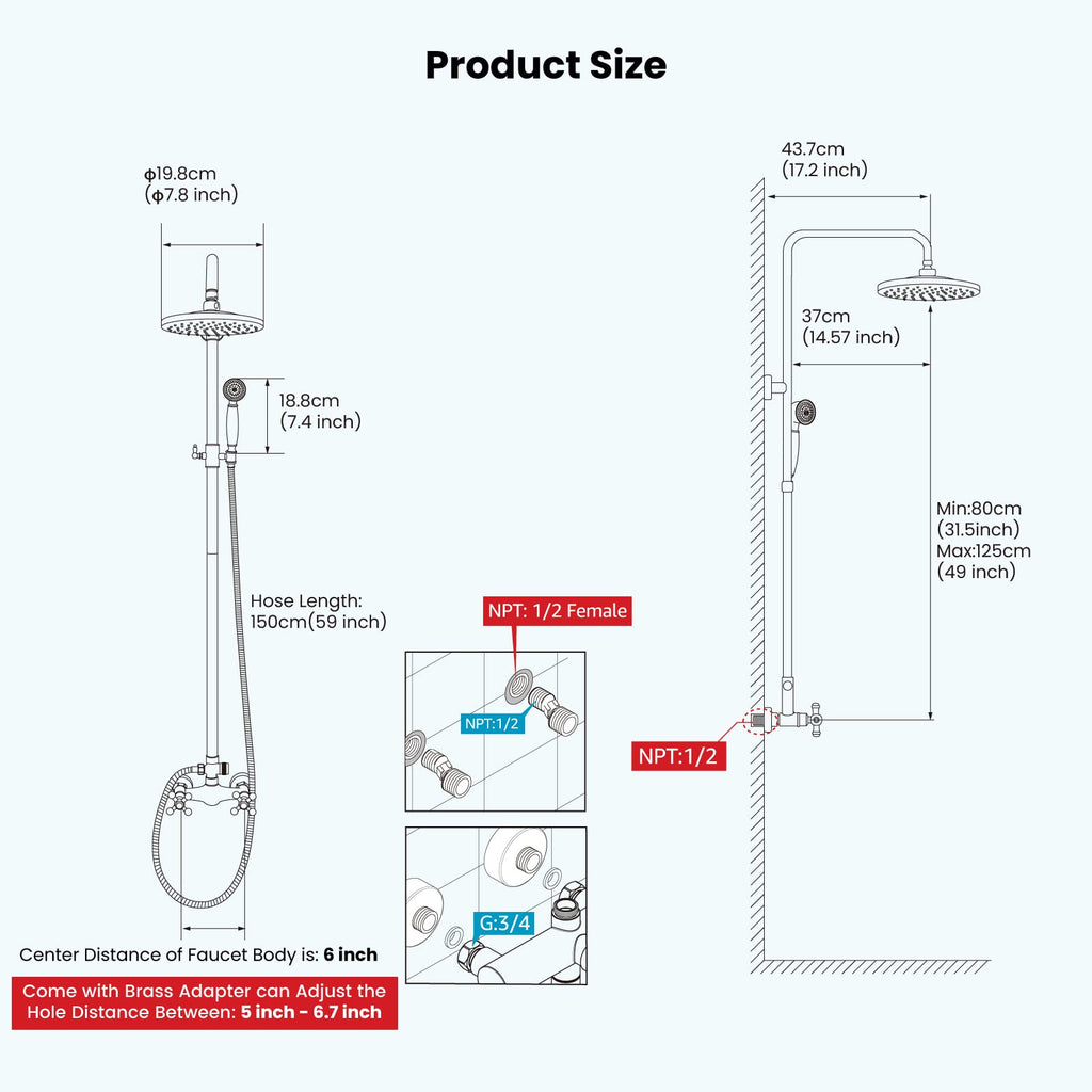 Exposed Shower System 8'' Head with Handheld Oil Rubbed Bronze