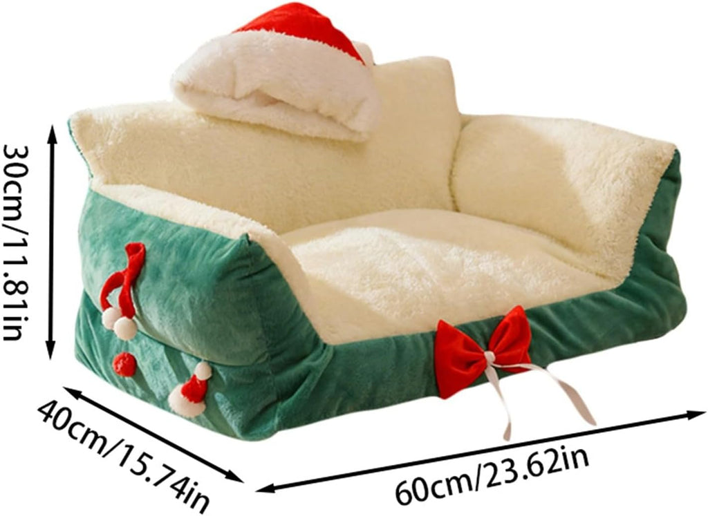 Cute Cat Couch Bed for Indoor Cats, Fuzzy Pet Couch Bed with Removable Washable Cover, Supportive Pet Chair