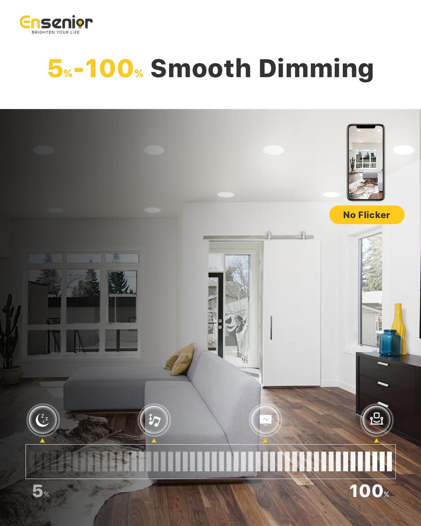 8 Inch LED Recessed Ceiling Light, 5CCT, 1600LM 18W 120V