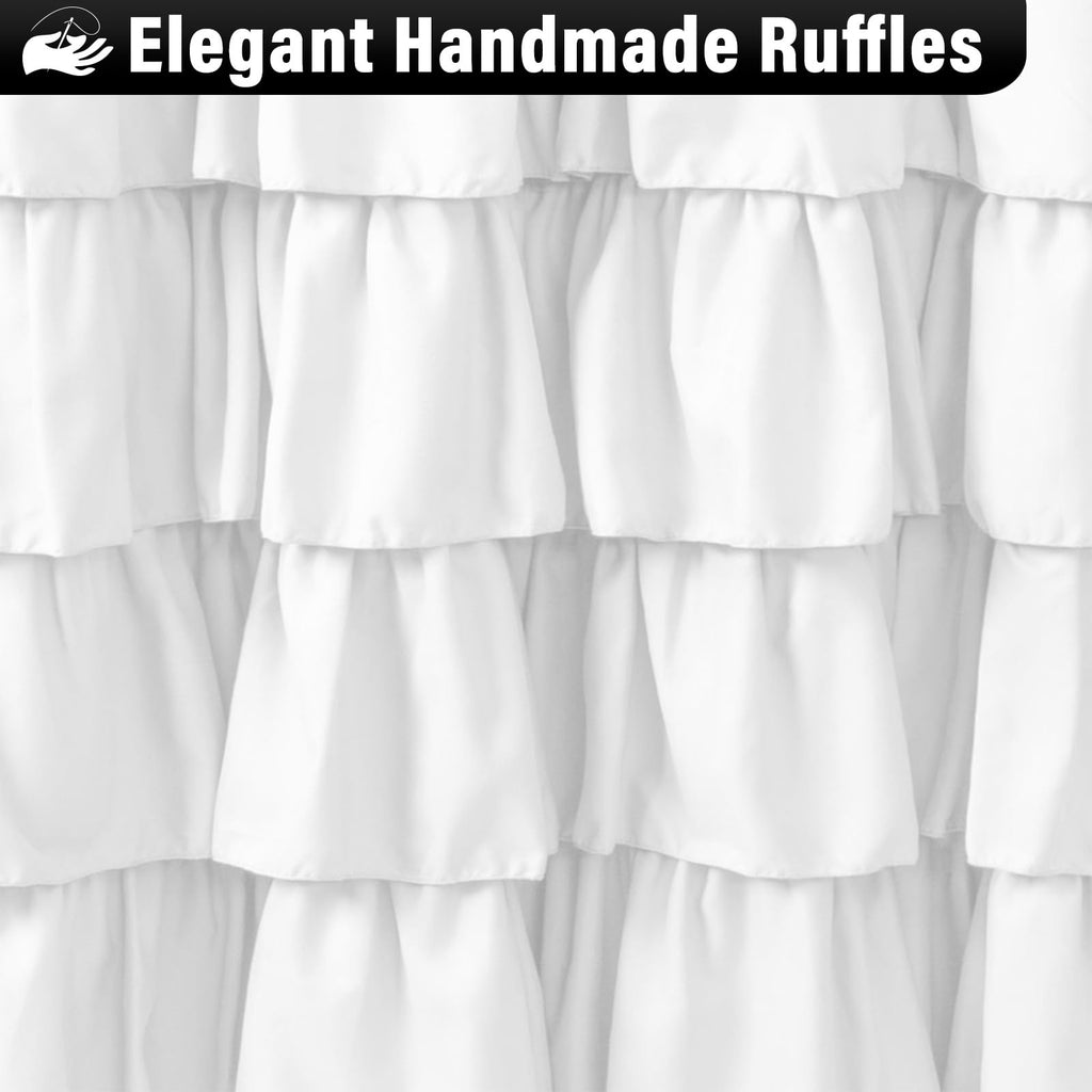 Small Stall White Ruffle Farmhouse Shower Curtain 36x72 Half Size