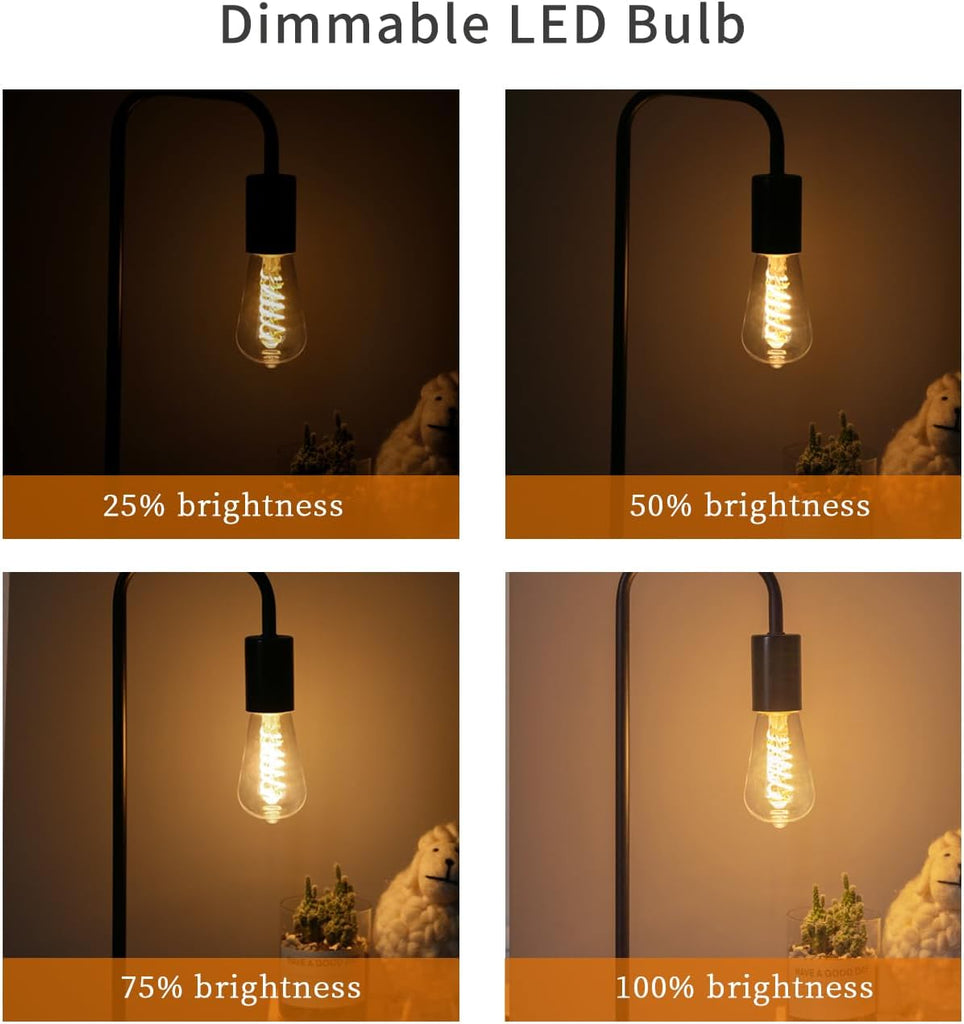 4 PCS ST58 Dimmable Spiral Vintage E26 LED Bulb 60 Watt LED Edison Bulbs