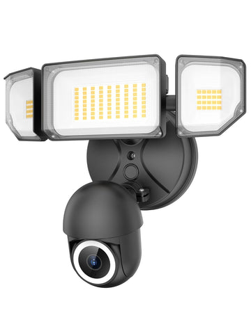 Floodlight Camera Hardwired, 2K+ UHD Outdoor Security Camera, 360° Pan & Tilt View, AI Detection & Tracking