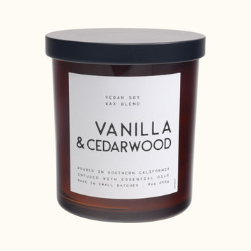 CO - Vanilla & Cedarwood Scented Candle - 9oz, Contemporary Collection Design - 50 hr Burn Time - Poured in