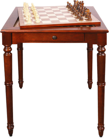 GSE Deluxe 3-in-1 Chess Checkers Backgammon Game Table Set with Game Pieces - Set of 32