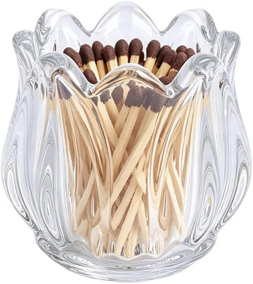 1PC Clear Glass Lily Flower Shape Match Holder Jar