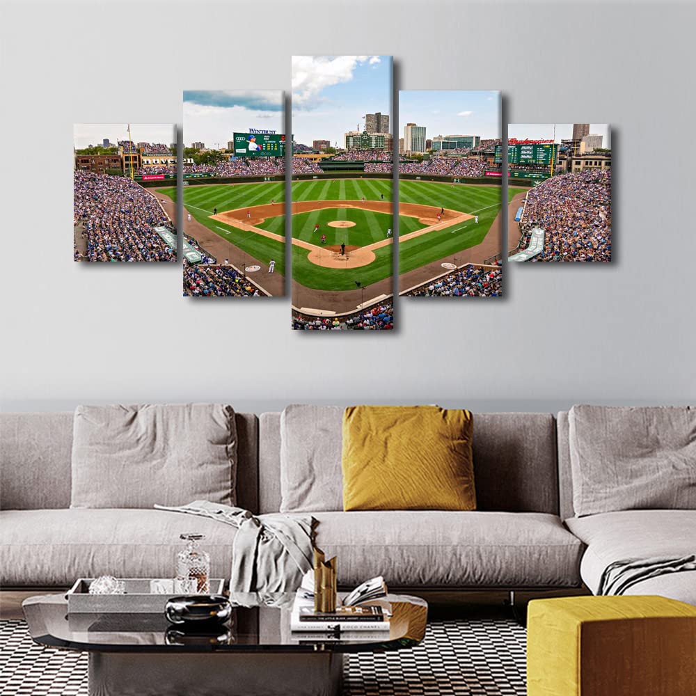 Wrigley Field in Chicago Wall, Sports Stadium Pictures Print On Canvas