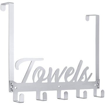 Over The Door Hooks, Towel Hook Towel Holder Over Door Towel Hanger Door Hanger with 5 Coat Hooks Towel Rack Bedroom