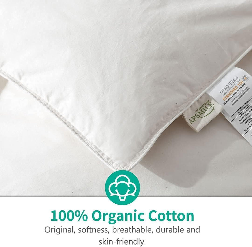 Down Comforter Queen, All Season Duvet Insert, 100% Organic Cotton Cover