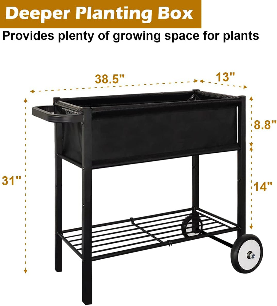 Raised Garden Bed with Legs, Planter Box Outdoor with Wheels | 31'' Tall Elevated Garden Bed for Gardening Patio