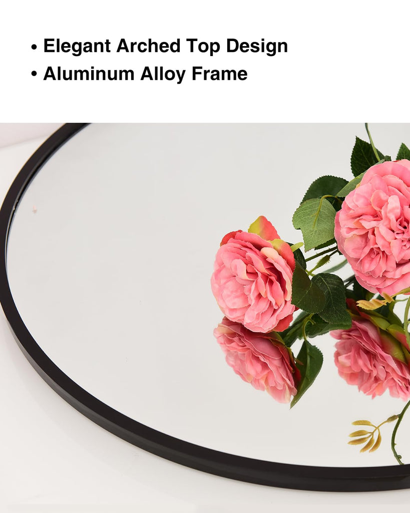 Full Length Floor Mirror, 91x46 Inch Oversized Arched Standing Mirror in Black, Dressing Room - Elegant Freestanding
