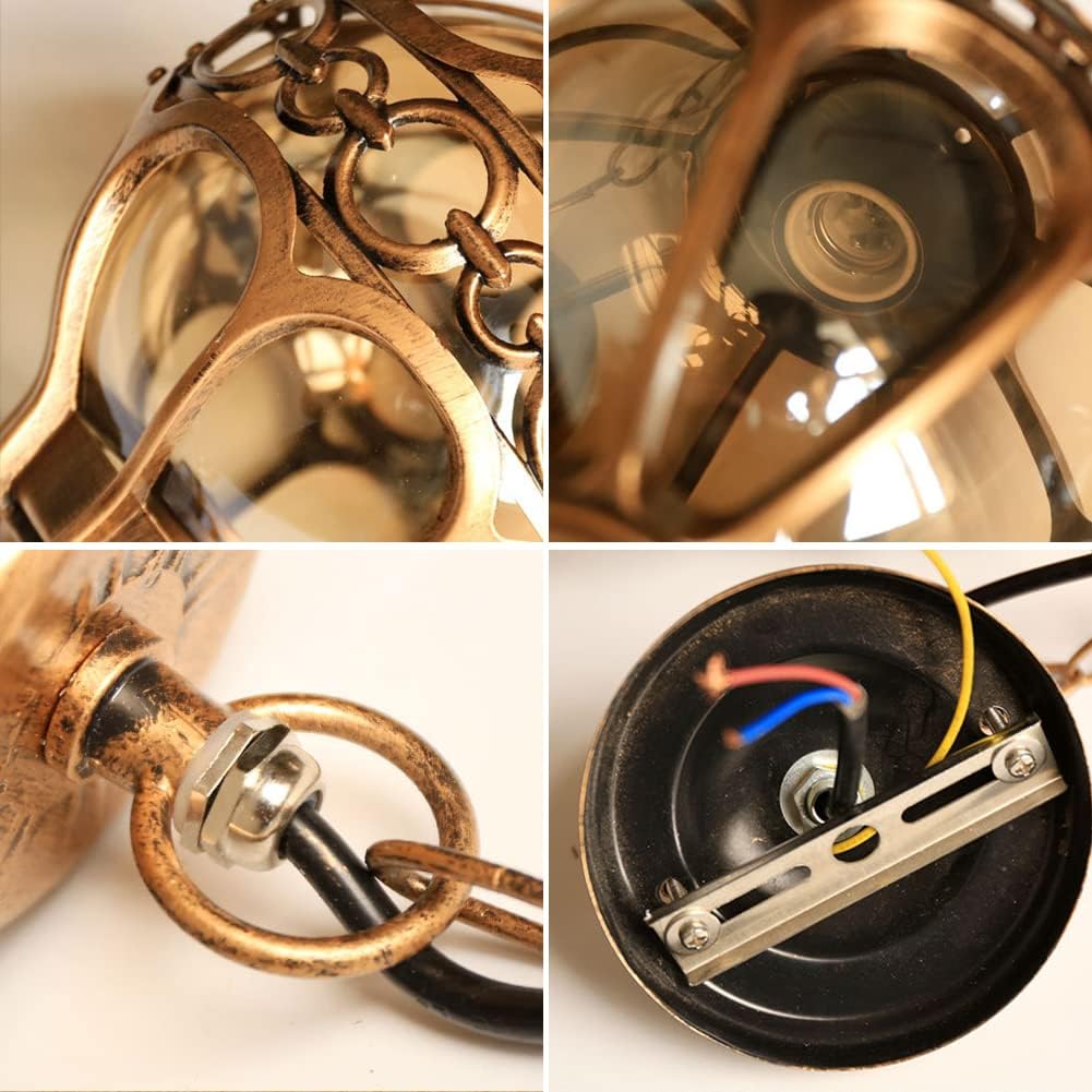 Retro Outdoor Pendant Light Industrial Vintage Outside Waterproof Ceiling Hanging Light Globe Glass Lampshade