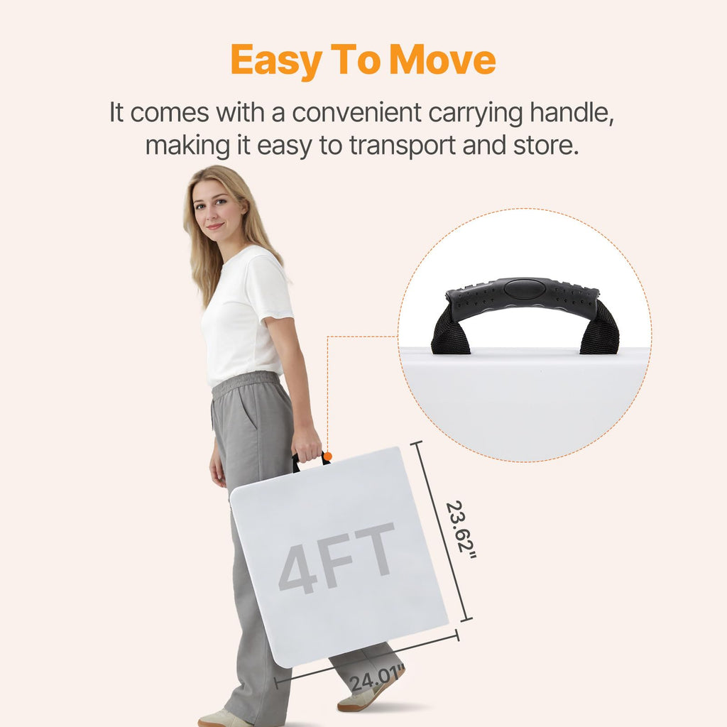 4 FT Foldable Table, Heavy Duty Folding Table Easy to Fold Store