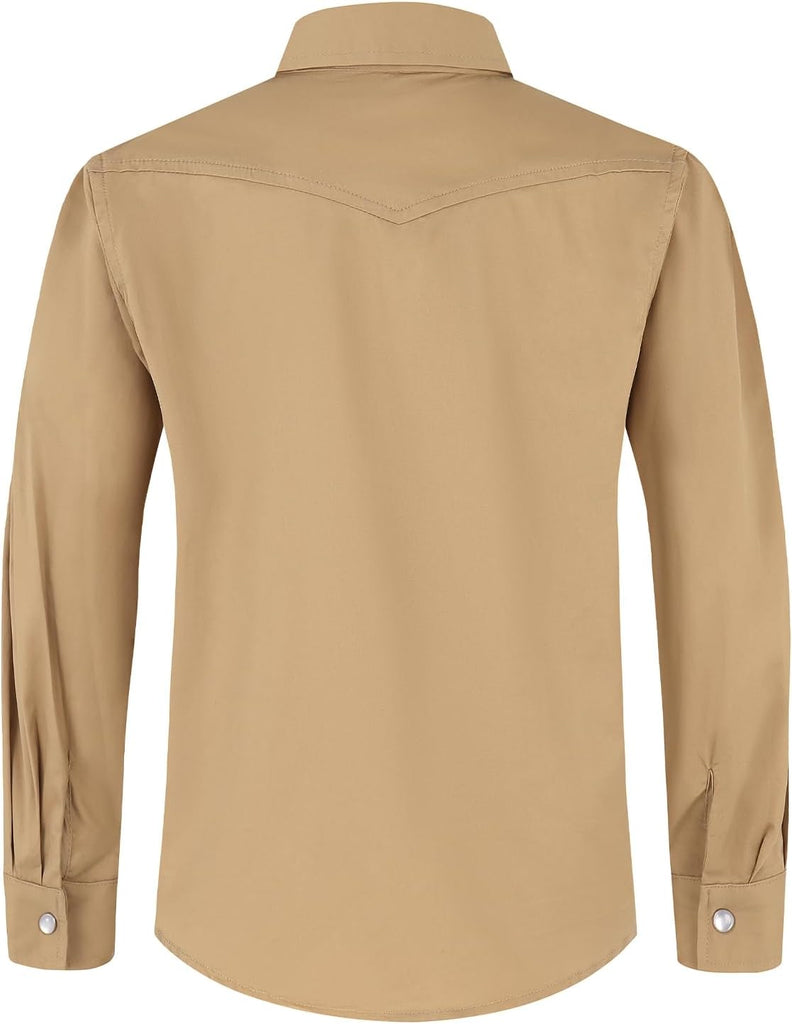 Boys Long Sleeve Western Cowboys Pearl Snap Button Down Shirts