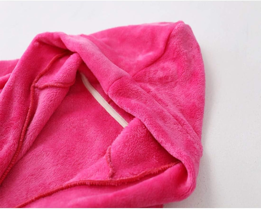 Girls Fleece Hooded Robes, Warm Printed Bath Robe for Kids Soft Fuzzy Bathrobe for Gifts