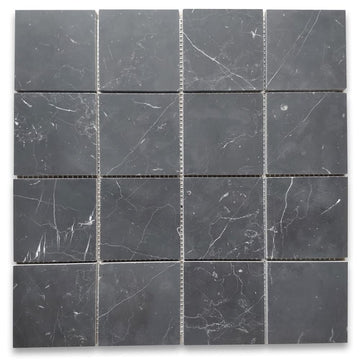 Nero Marquina Black Marble 3x3 Square Mosaic Tile