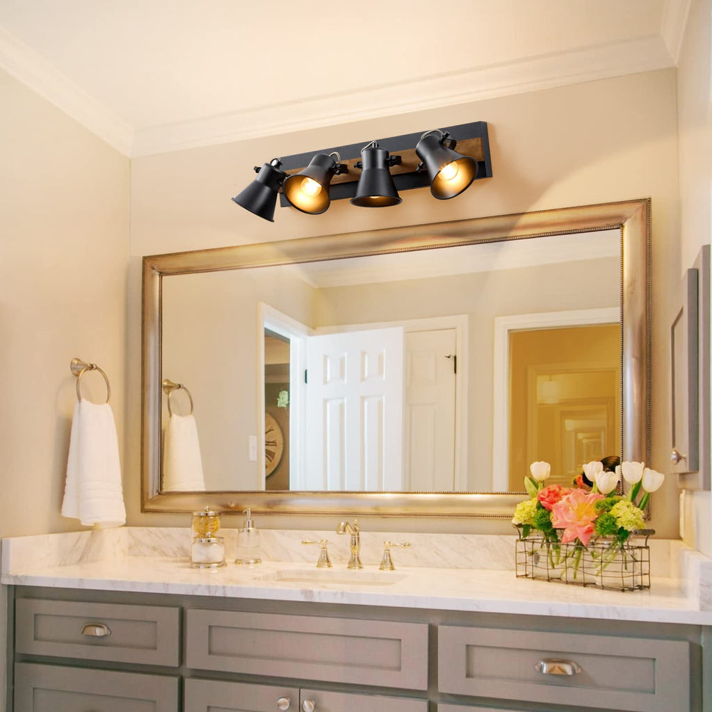 Track Lighting Kit,Black Semi Flush Mount Ceiling Light with 4 Rotatable Light Heads,Modern Farmhouse