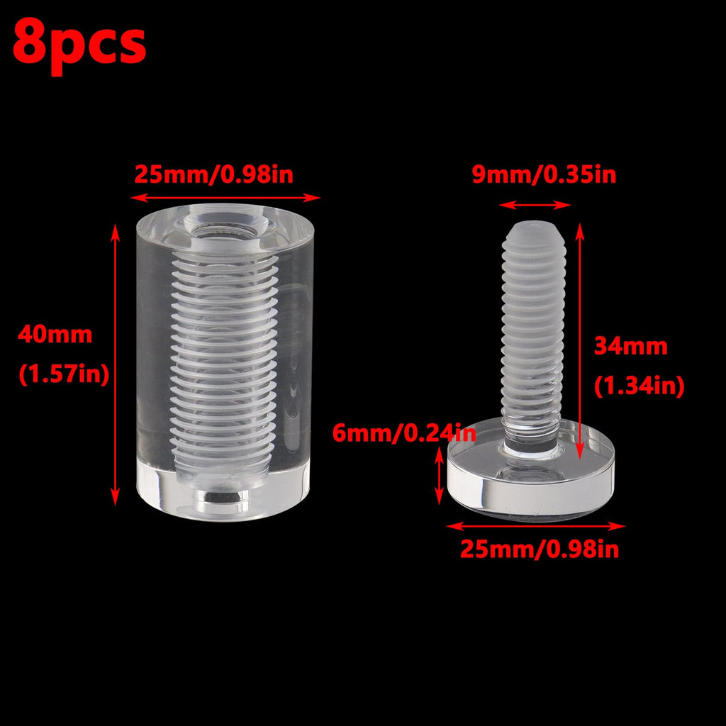 Clear Standoffs, Glass Wall Mount Hardware Kit, 25 x 40mm (8Pcs)