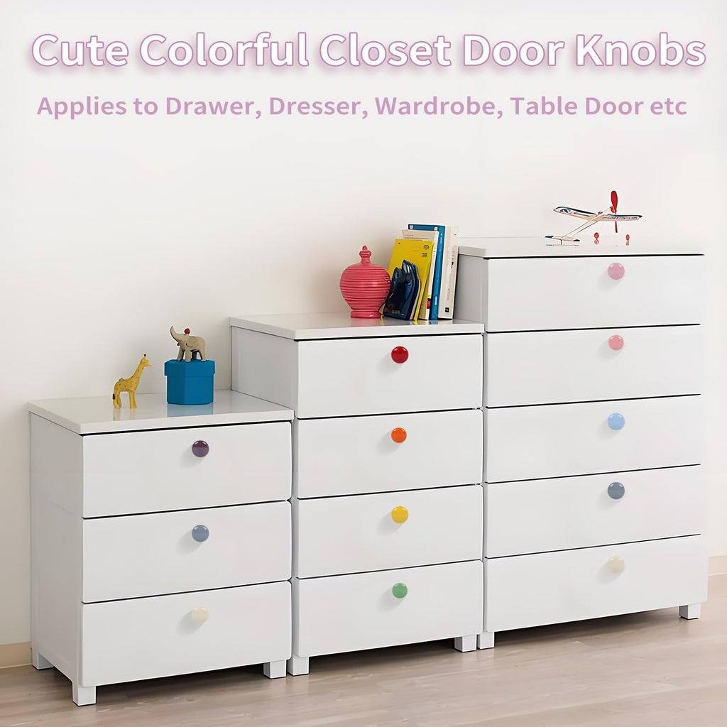 Colorful Drawer Knob Cute Glossy Ceramic Cabinet Knob 10 Pack