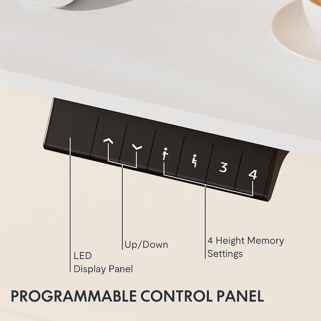 EN1 Height Adjustable Standing Desk Frame, White | Memory Controller, Electric Sit Stand Desk Base, Home and Office
