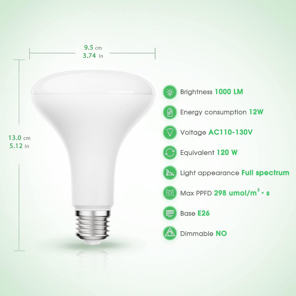 2 Pack A19 Grow Light Bulbs & 1 Pack BR30 Grow Light Bulb