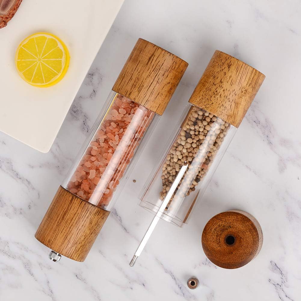 Premium Acrylic Salt and Pepper Grinder Set -8 Inches - Set of 2