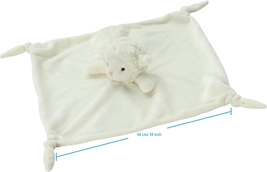 Baby Welcome Gift Set Storage Basket with 2 Blankets+ 1 Security Blanket + 1 Taggie + 1 Gift Bag with Ribbon (Ivory)