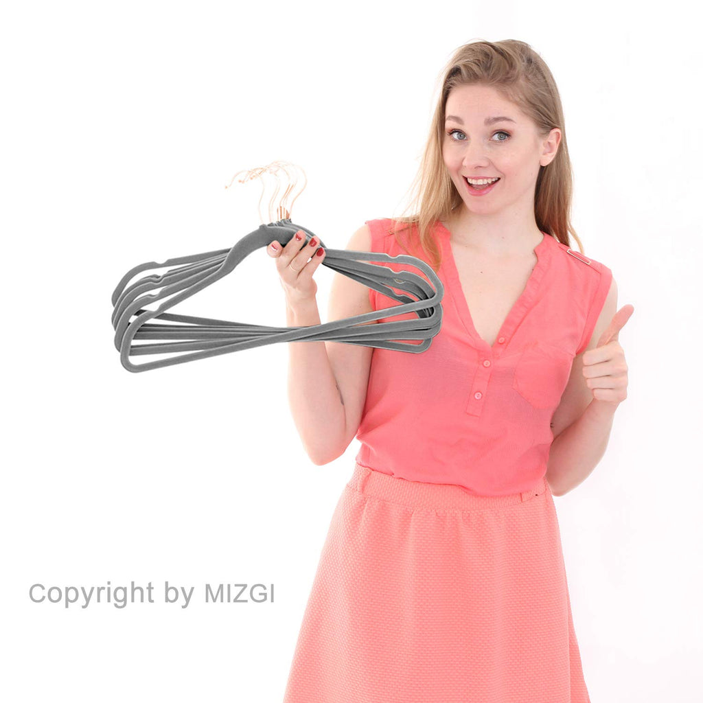 Gray Velvet Hangers 50 Pack Non Slip Heavy Duty Rose Gold Hooks