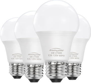 6W E26 LED Bulb, 40W Equivalent Light Bulbs, Soft White 2700K