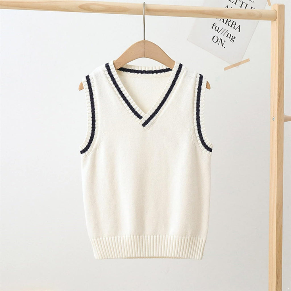 Sweater Vest Cable Knit V Neck Knitted Uniform Toddler Kids Girls Clothes Dress Vests White 3 to