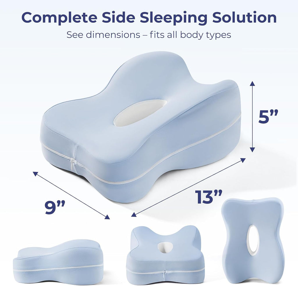 13" Extended-Length Knee Pillow for Side Sleepers with Full Thigh Support | Memory Foam Leg Pillow for Side Sleeping