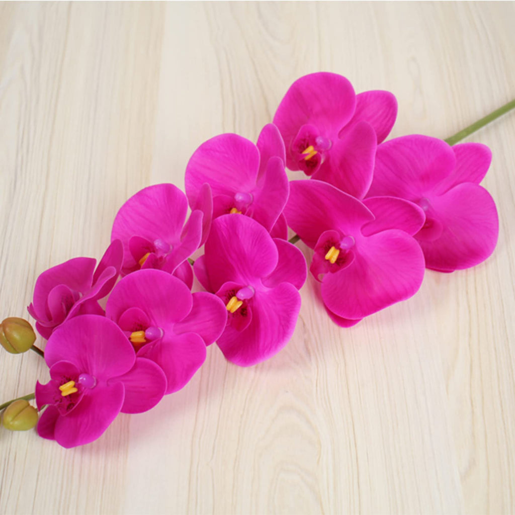 9 Heads Artificial Phalaenopsis Flowers 4 Pcs Artificial Orchid Flowers 42 inch Stem Plants Décor (Purple)