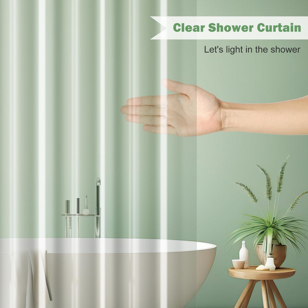 72 x 86 inches Extra Long Shower Curtain Liner, Simple Plastic Clear Bathroom Curtain Waterproof Shower Curtain with 5