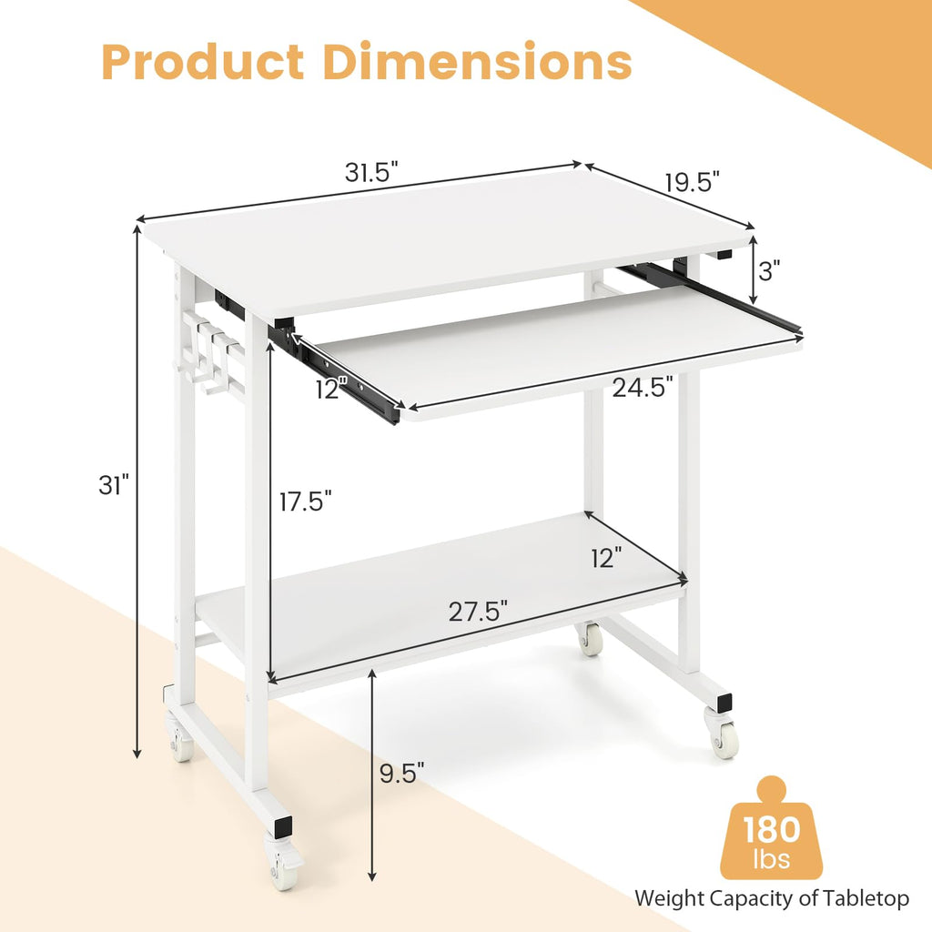 Rolling Computer Desk | Casa Home Living