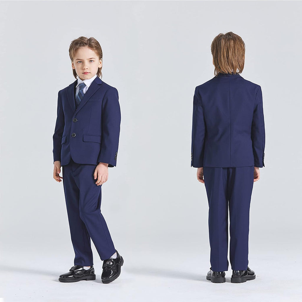 Boys Formal Slim Fit, Piece Suits for Kids, Jacket Vest Pants Shirt and Tie for Wedding Prom