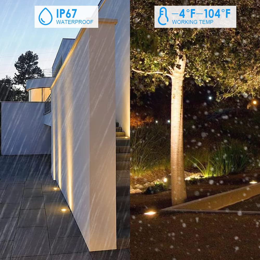 5W Well Light,12-24V LED In-Ground Low Voltage Landscape Light with Connectors, IP67 Waterproof Landscape